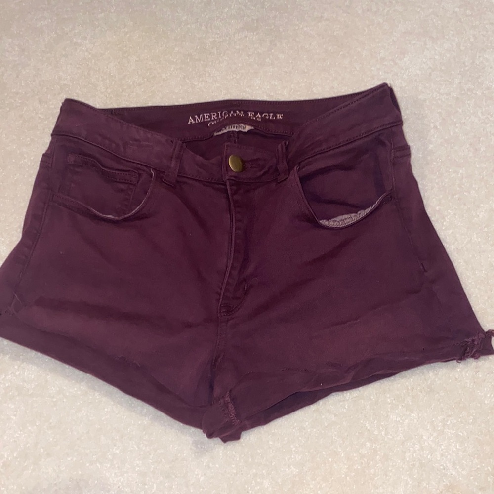 American Eagle burgundy hi rise shorts
